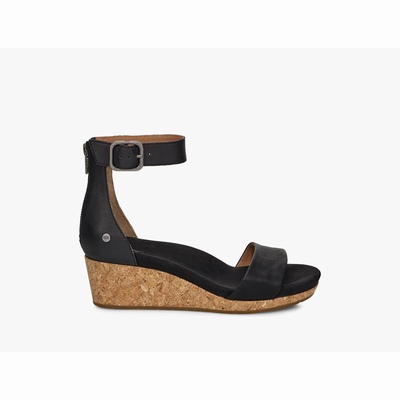 Sandálias UGG Zoe II Wedge Mulher Pretas | PT-RYHAN